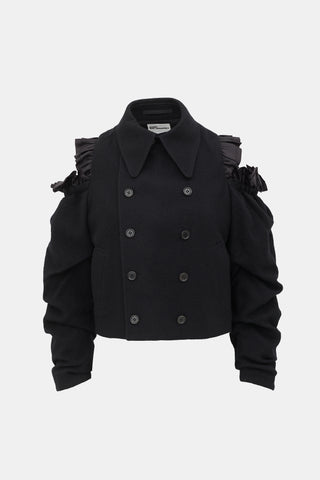 Noir Kei Ninomiya Wool Cut Out Ruched Jacket