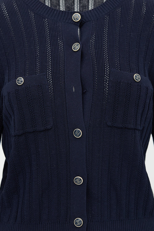 Chanel Ribbed Pointelle Cardigan