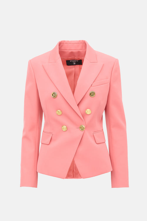 Balmain Wool Crest Button Blazer
