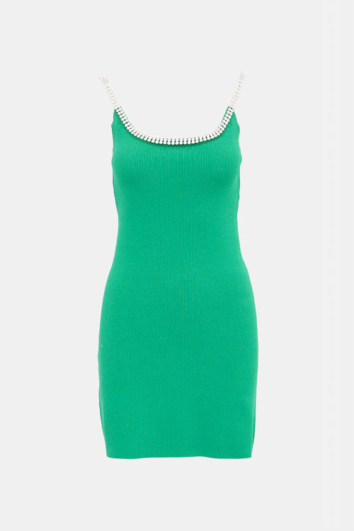 Rabanne Rib Knit Crystal Tank Dress