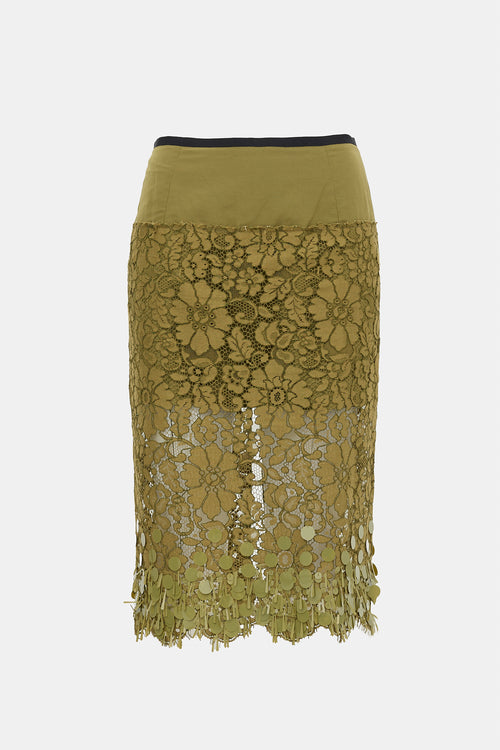 Dries Van Noten Lace Sequin Midi Skirt