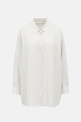 The Row Silk Pinstripe Luka Shirt
