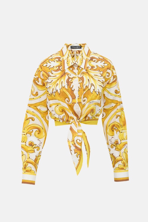 Dolce & Gabbana Majolica Tie Cropped Shirt