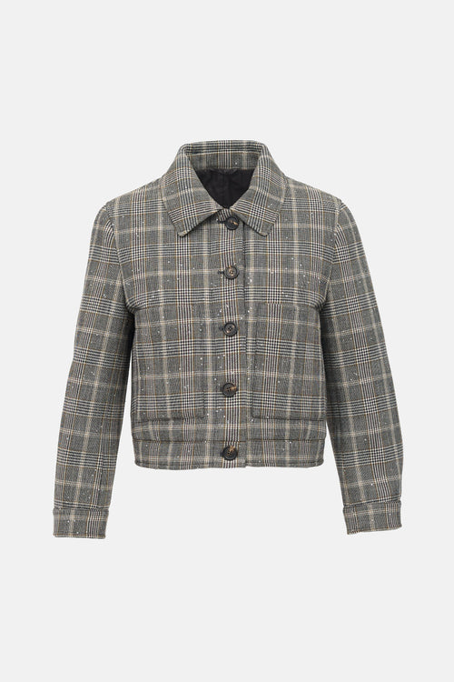 Brunello Cucinelli Wool Glen Check Padded Jacket