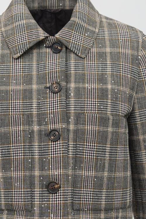 Brunello Cucinelli Wool Glen Check Padded Jacket