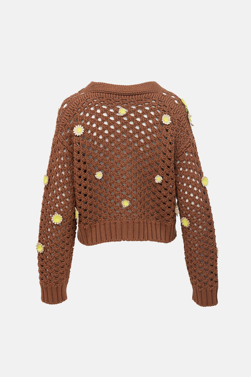 Valentino Crochet Flower Cardigan