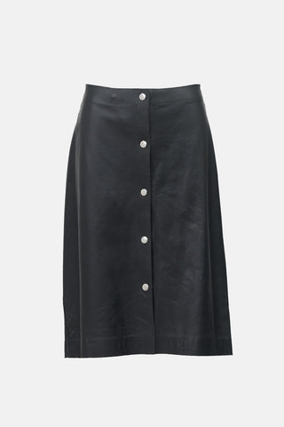 Victoria Beckham Leather Button Midi Skirt