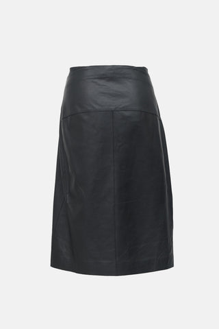 Victoria Beckham Leather Button Midi Skirt