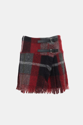 Dior Plaid Pleated Wrap Skirt