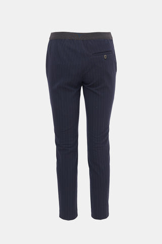 Brunello Cucinelli Wool Pinstripe Slim Leg Trouser