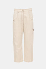 Brunello Cucinelli Linen Monili Straight Leg Pant