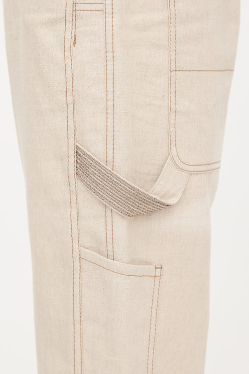 Brunello Cucinelli Linen Monili Straight Leg Pant