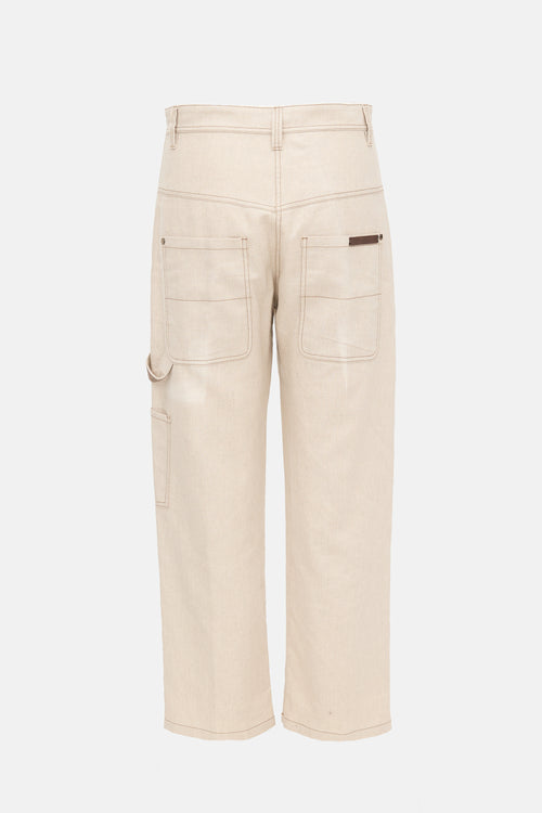 Brunello Cucinelli Linen Monili Straight Leg Pant