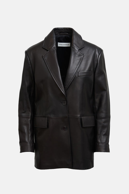 Nour Hammour Leather Cass Blazer