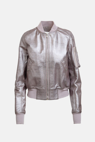 Rick Owens Metallic Leather Bomber Jacket