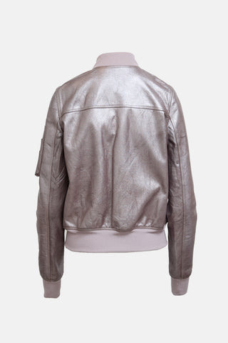 Rick Owens Metallic Leather Bomber Jacket