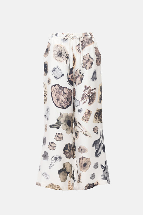 Marni Silk Satin Floral Wide Leg Pant