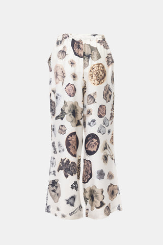 Marni Silk Satin Floral Wide Leg Pant
