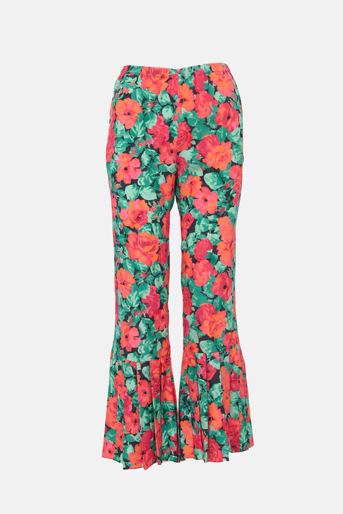 Gucci 2016 Silk Floral Pleated Pant