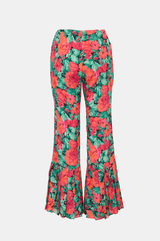 Gucci 2016 Silk Floral Pleated Pant