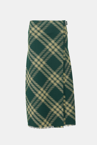 Burberry Wool Check Wrap Skirt