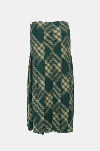 Burberry Wool Check Wrap Skirt