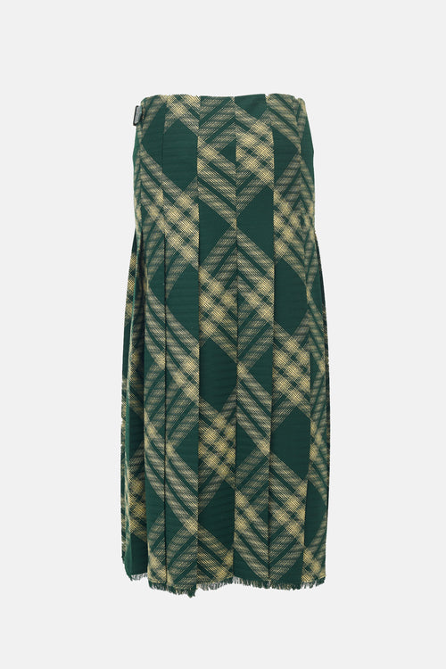 Burberry Wool Check Wrap Skirt