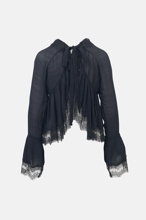 Rosie Assoulin Silk & Wool Lace Blouse