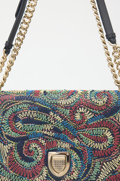 Dior 2018 Leather Embroiderd Diorama Bag