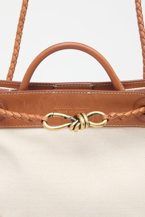 Bottega Veneta Leather & Canvas Small Andiamo Bag