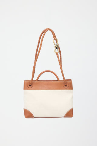 Bottega Veneta Leather & Canvas Small Andiamo Bag