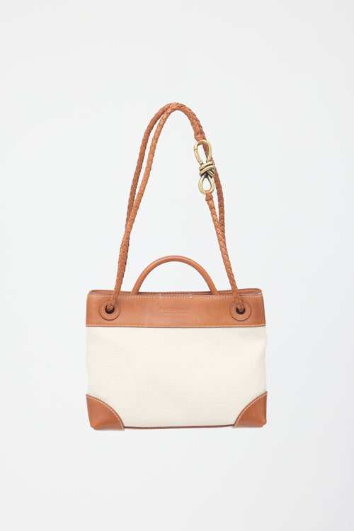 Bottega Veneta Leather & Canvas Small Andiamo Bag