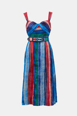 Rebecca Vallance Linen & Silk Striped Dress