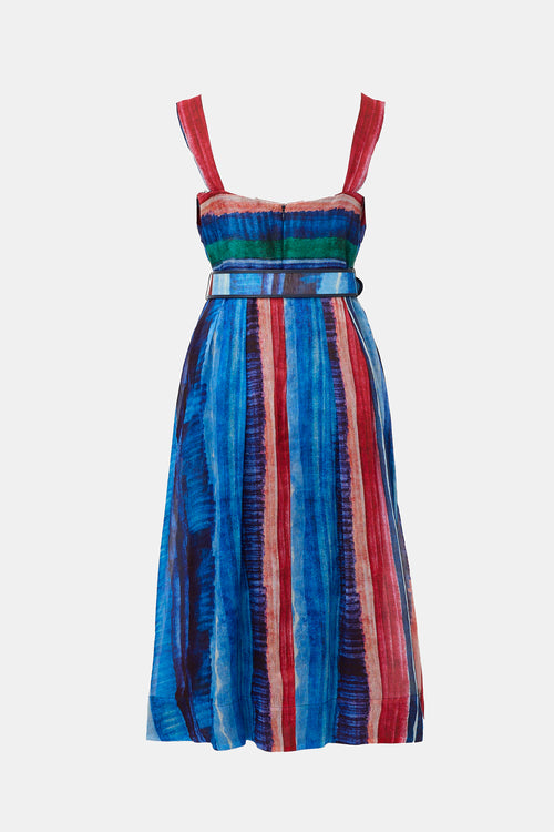 Rebecca Vallance Linen & Silk Striped Dress