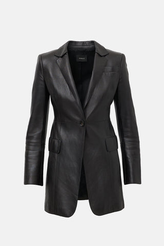 Akris Leather Single Button Blazer