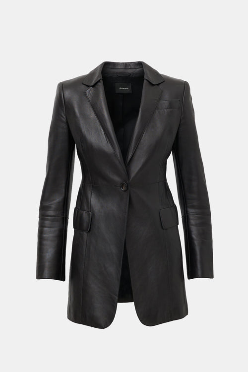 Akris Leather Single Button Blazer