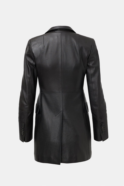Akris Leather Single Button Blazer