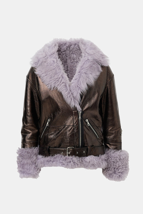 Sandy Liang Coated Shearling Bowery Jacket