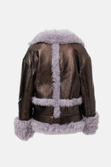 Sandy Liang Coated Shearling Bowery Jacket
