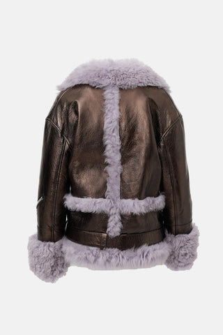 Sandy Liang Coated Shearling Bowery Jacket