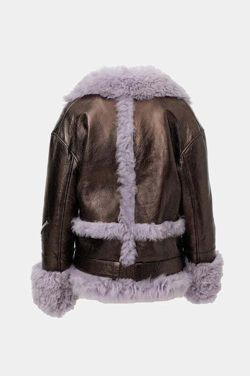 Sandy Liang Coated Shearling Bowery Jacket