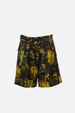 Dries Van Noten Floral Jacquard Pleated Shorts