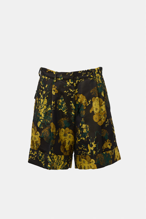 Dries Van Noten Floral Jacquard Pleated Shorts