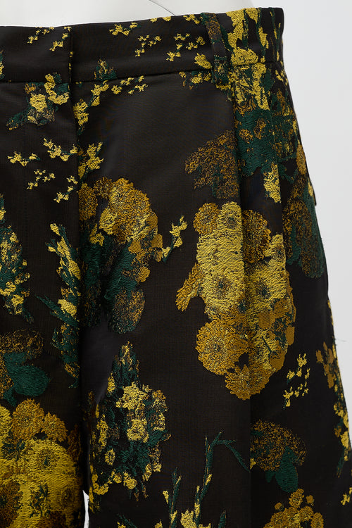 Dries Van Noten Floral Jacquard Pleated Shorts