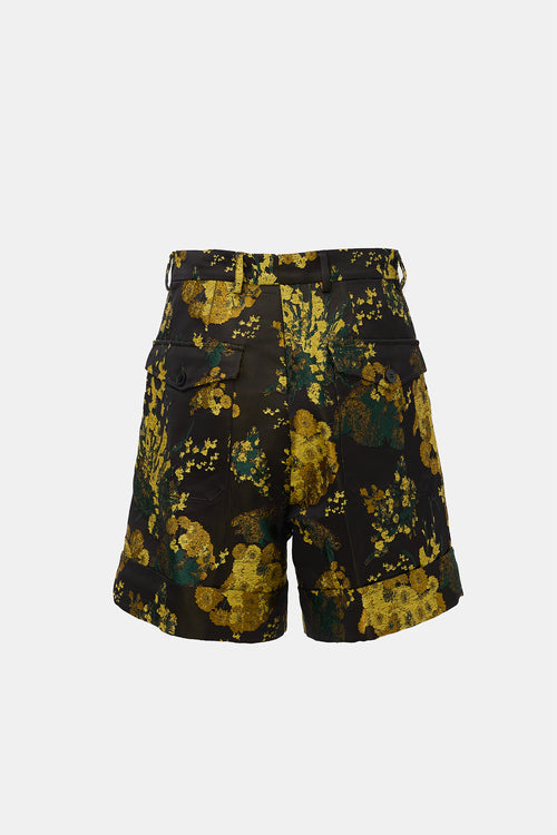 Dries Van Noten Floral Jacquard Pleated Shorts