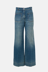 Victoria Beckham Alina Distressed Wide Leg Jeans