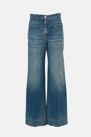 Victoria Beckham Alina Distressed Wide Leg Jeans