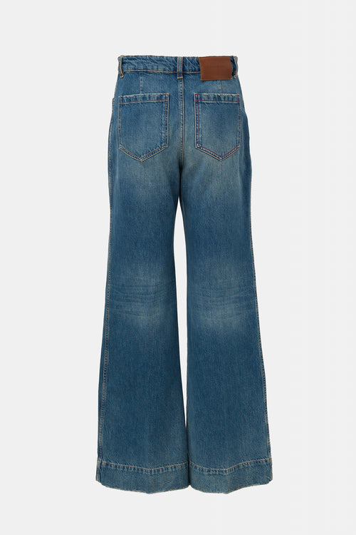 Victoria Beckham Alina Distressed Wide Leg Jeans