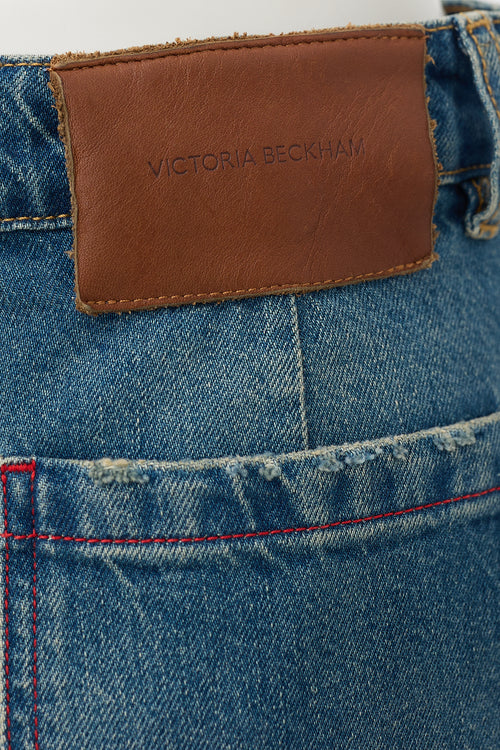Victoria Beckham Alina Distressed Wide Leg Jeans