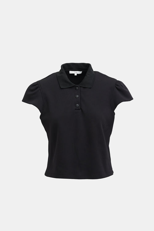 Tibi Cap Sleeve Polo Top